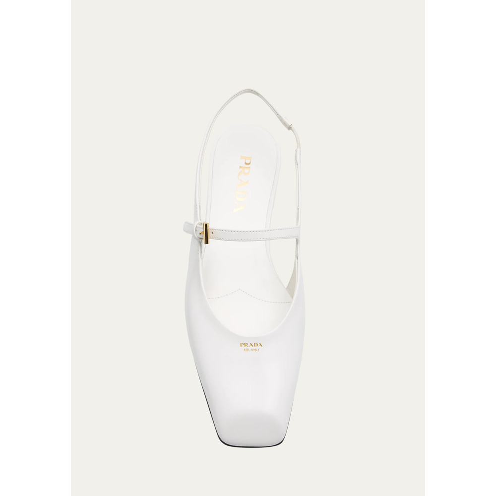 Prada White Leather Square Toe Mary Jane Slingback Ballerina Ballet Flat 36 - Picture 9 of 16